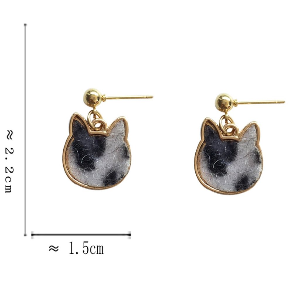 Kitty Cat Head Leopard Fabric Earrings - Picture 13 of 14
